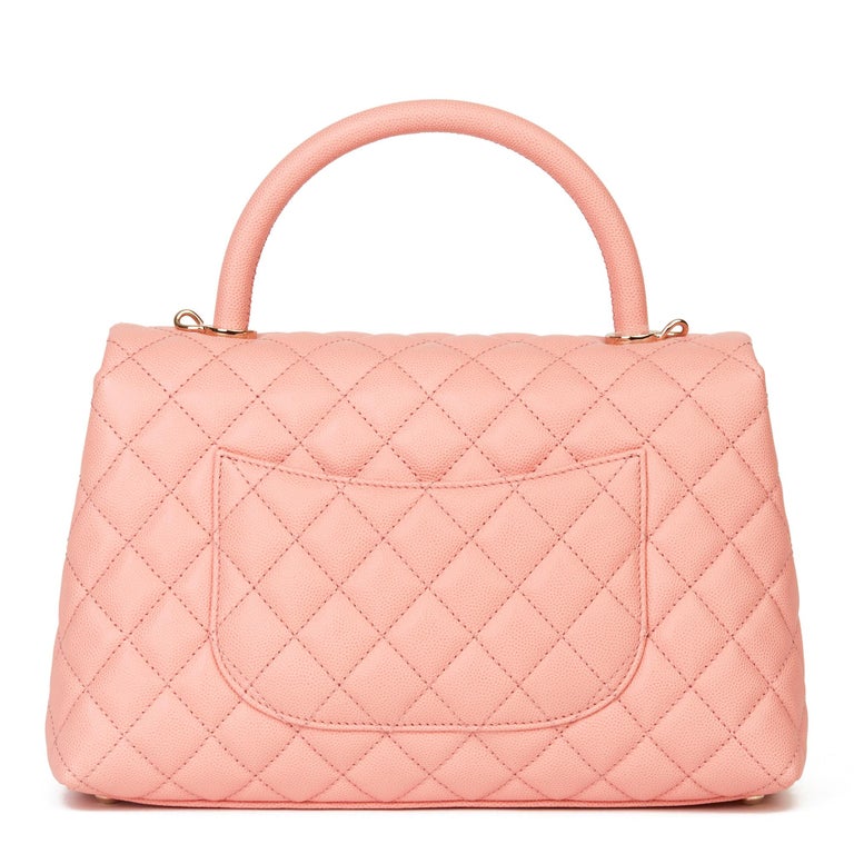 2019 Chanel Pink Quilted Caviar Leather Small Coco Handle at 1stDibs