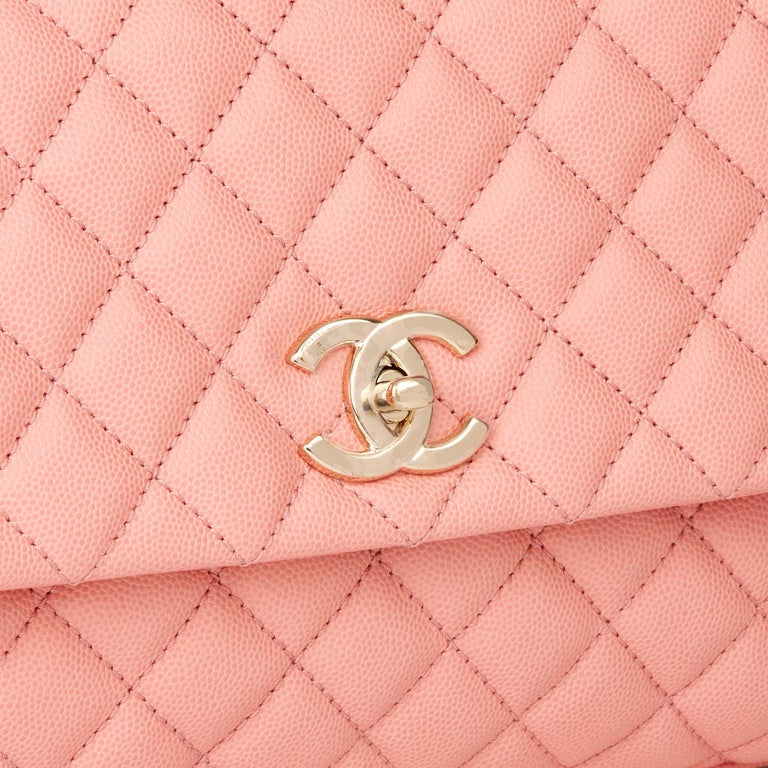 2019 Chanel Pink Quilted Caviar Leather Small Coco Handle at 1stDibs