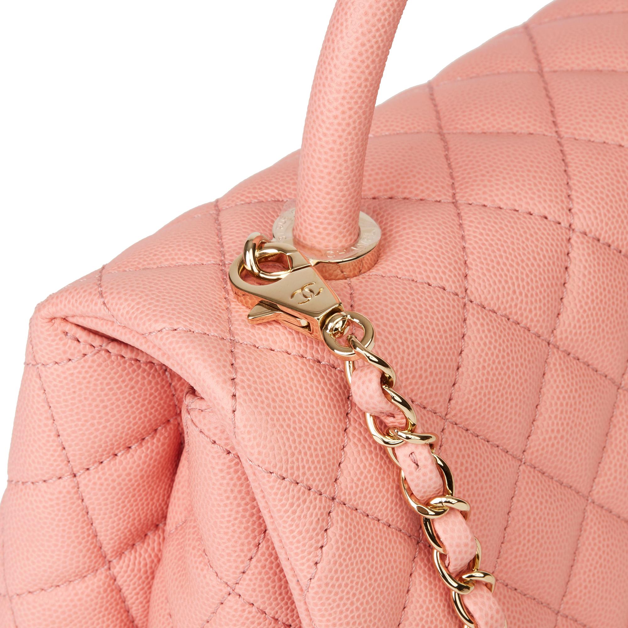 2019 Chanel Pink Quilted Caviar Leather Small Coco Handle 1