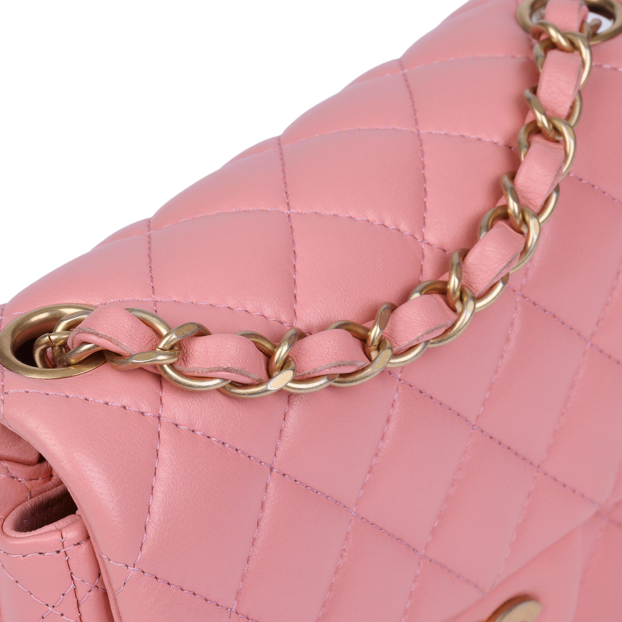 2019 Chanel Pink Quilted Lambskin Leather Mini Flap Bag In Excellent Condition In Bishop's Stortford, Hertfordshire