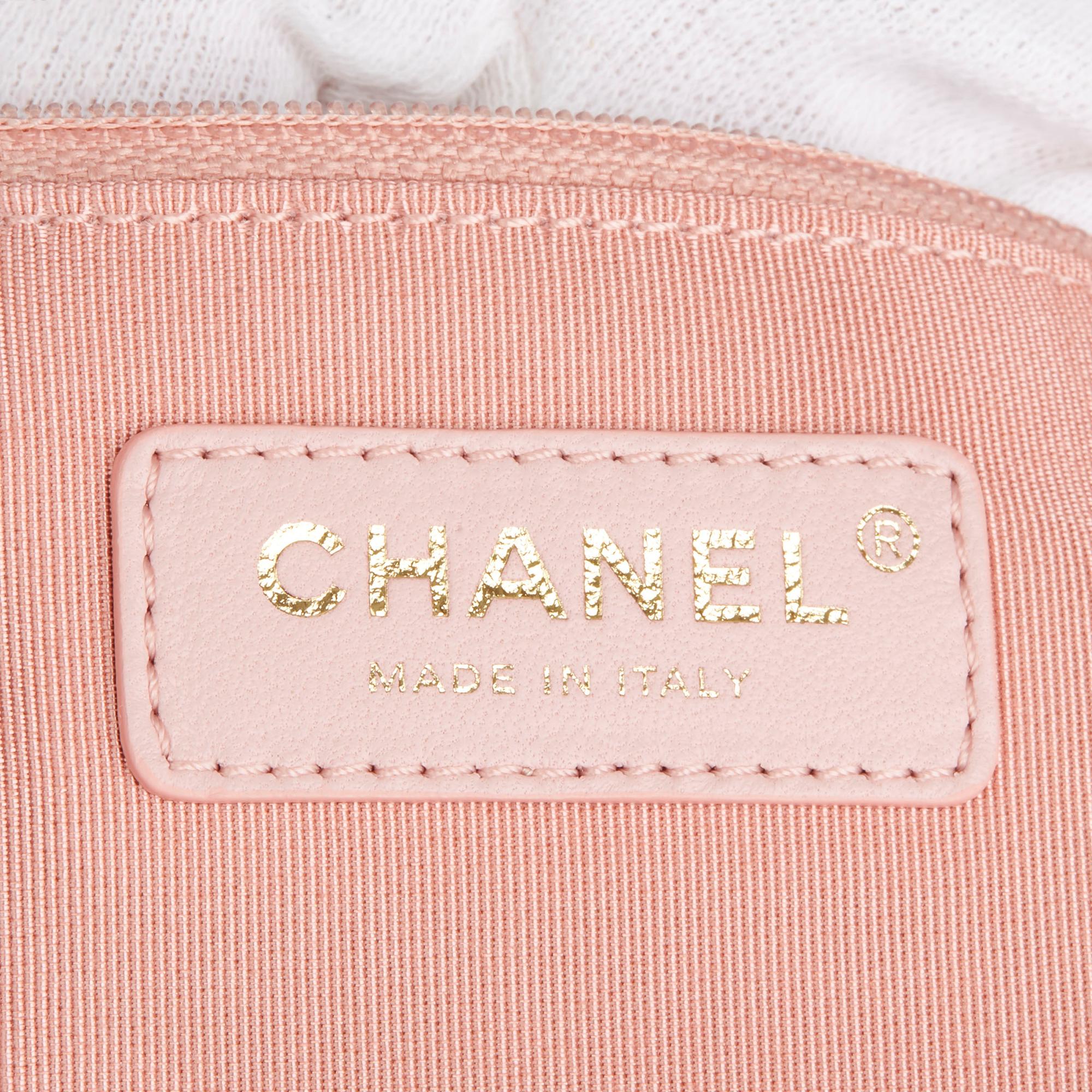Women's 2019 Chanel Pink Tweed Fabric & Pearls Classic Single Flap Bag