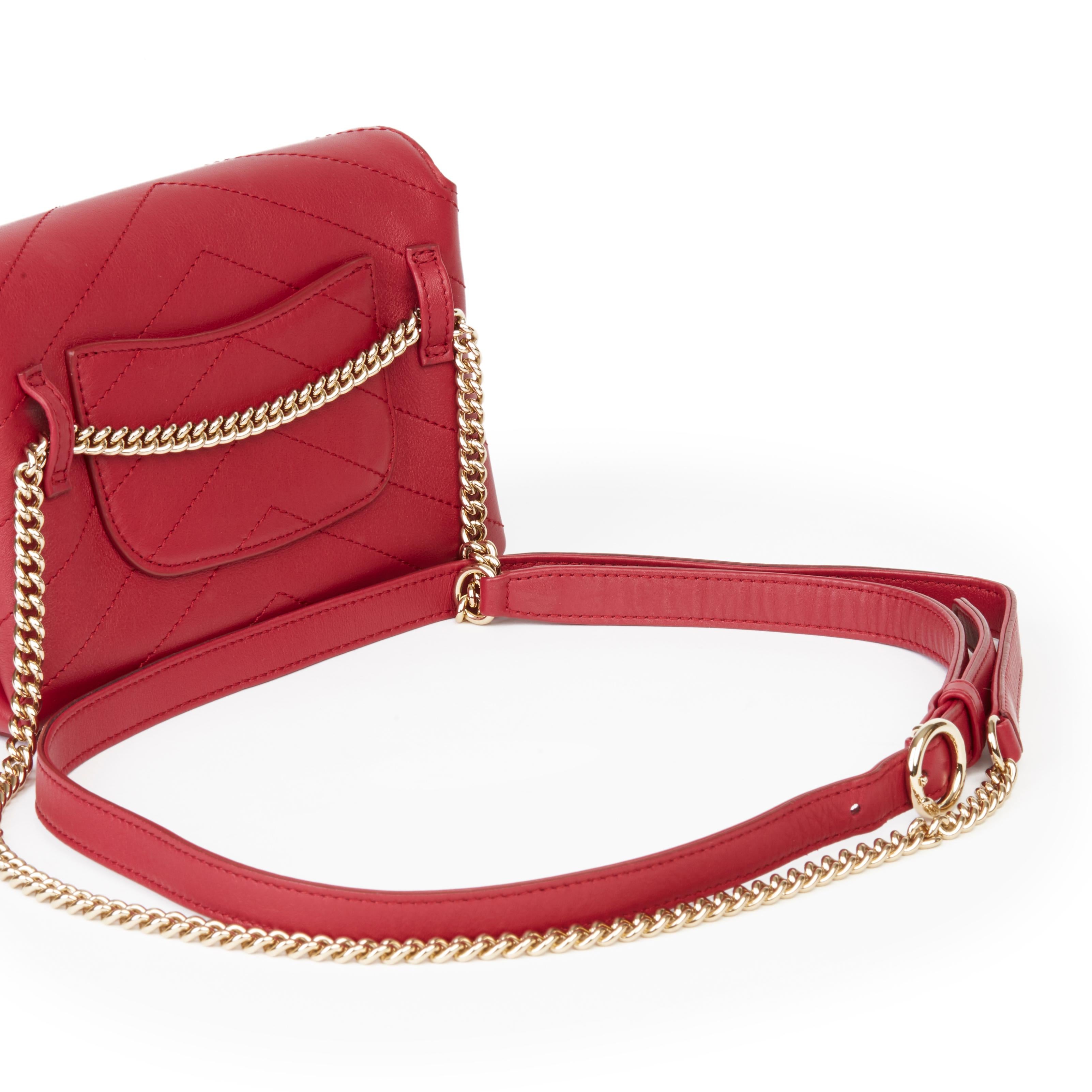 Women's 2019 Chanel Red Chevron Quilted Calfskin Leather Coco Waist Bag