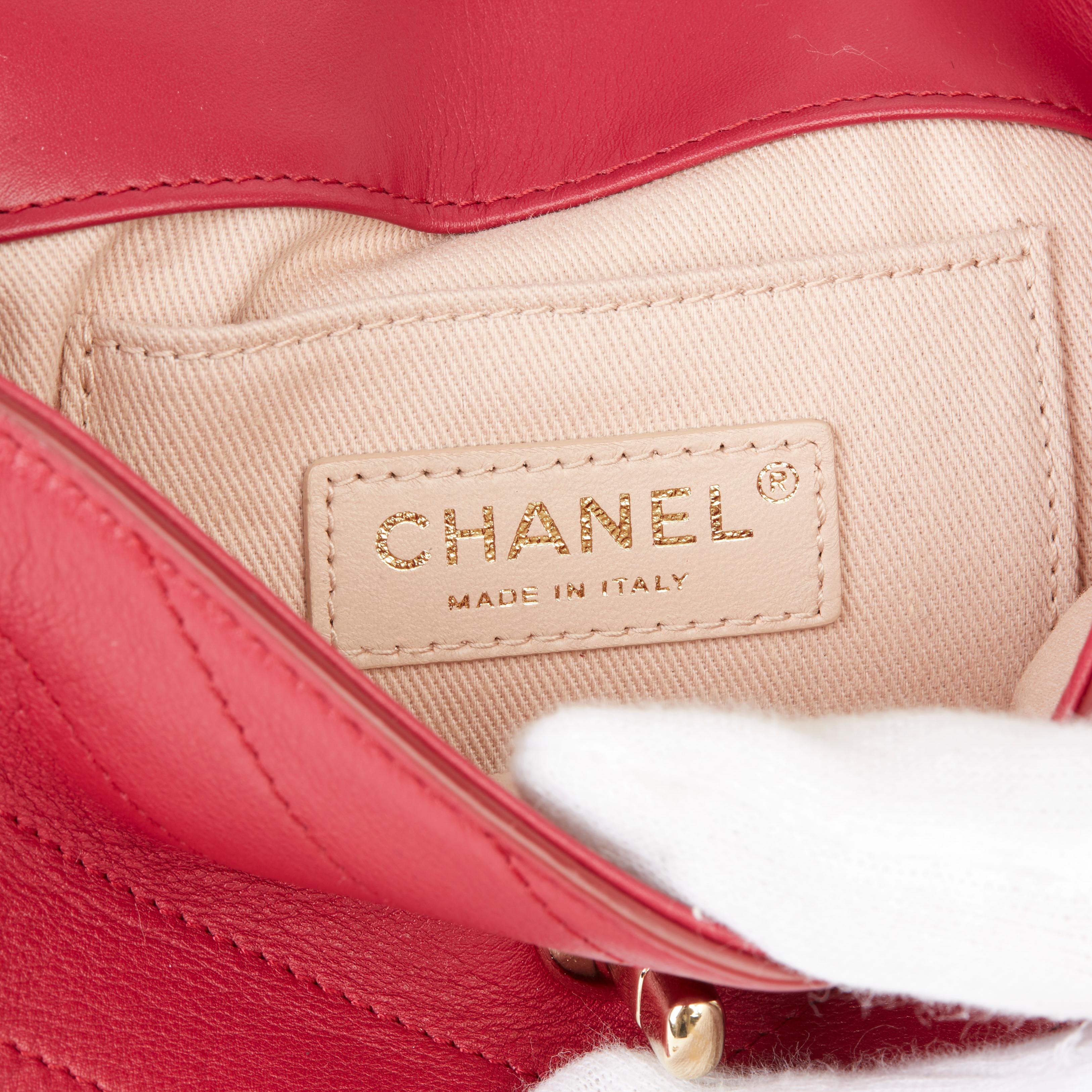 2019 Chanel Red Chevron Quilted Calfskin Leather Coco Waist Bag 1