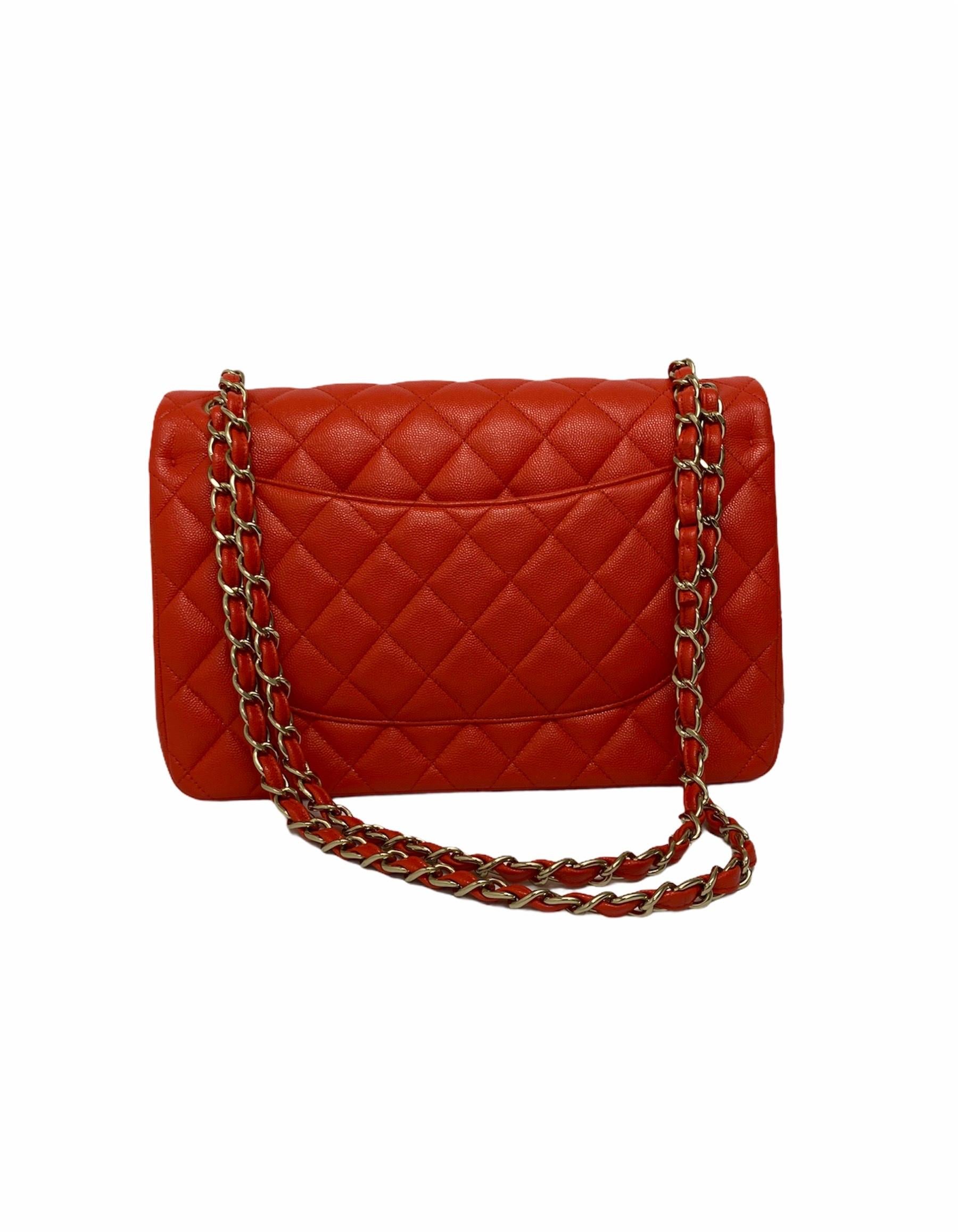 2019 Chanel Red Leather Maxi Jumbo Bag 1