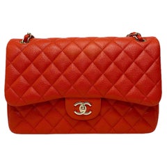 2019 Chanel Red Leather Maxi Jumbo Bag