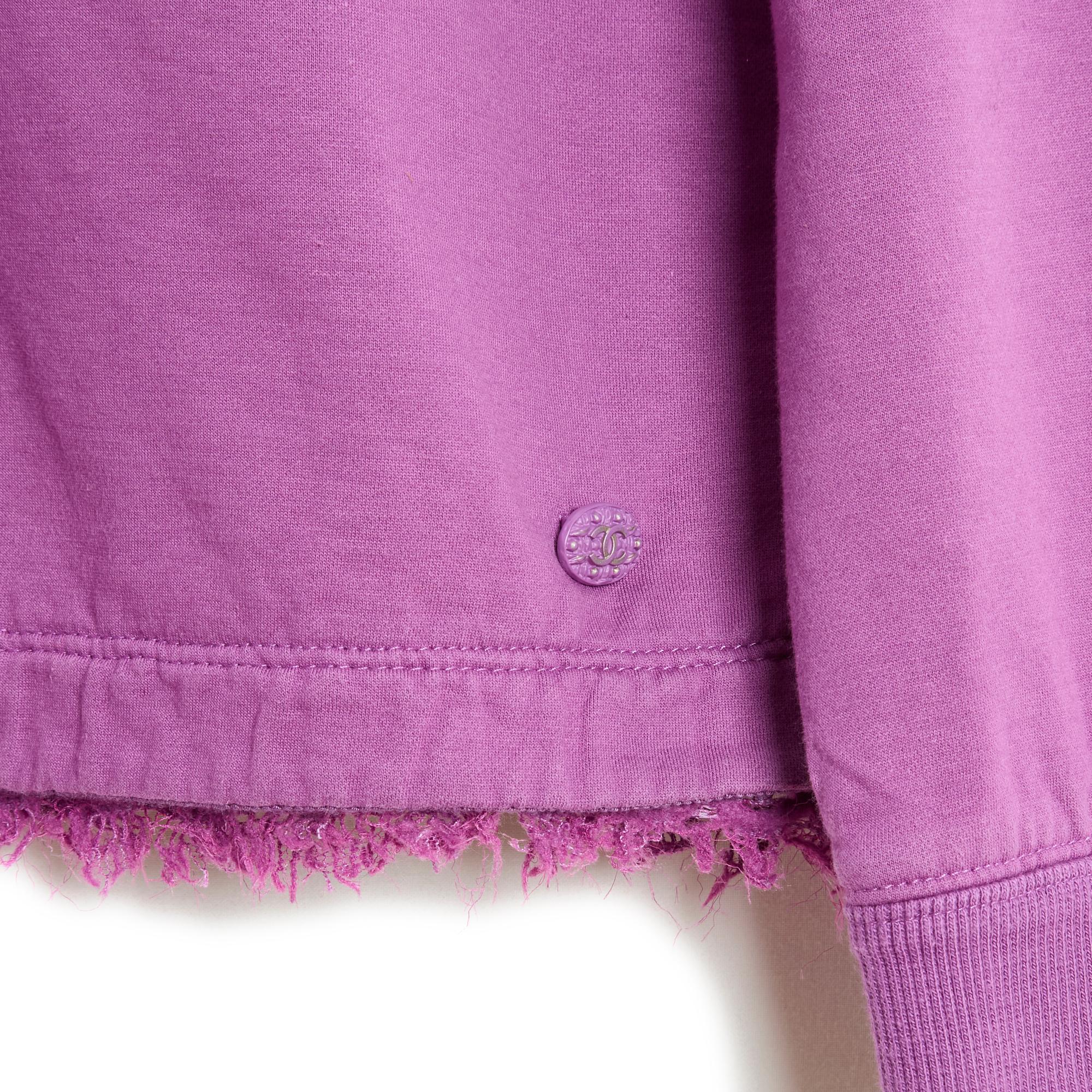 Purple 2019 Chanel Top Embroidered Clover Sweatshirt FR34/36 For Sale