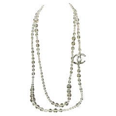 2019 Chanel Transparent Resin Beads Layered CC Necklace