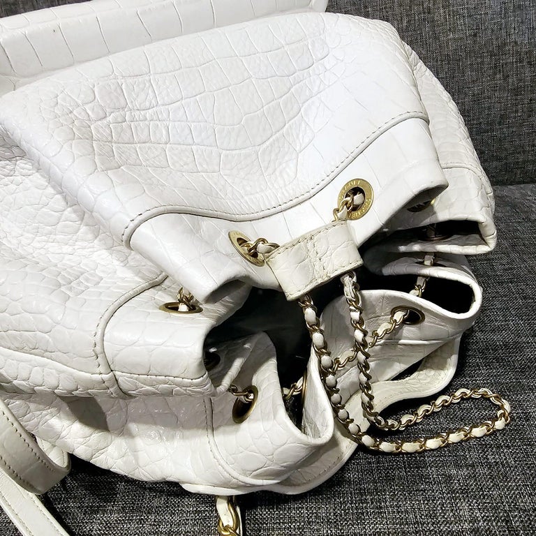 Chanel white drawstring bag hot sale