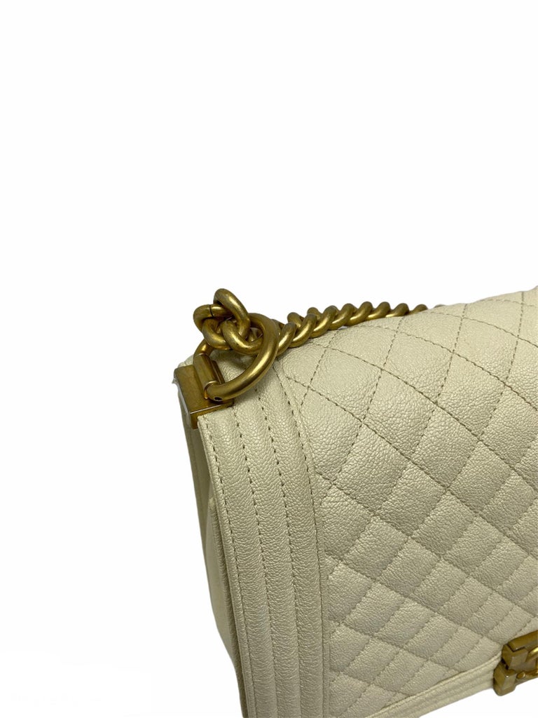 2019 Chanel White Leather Boy Bag