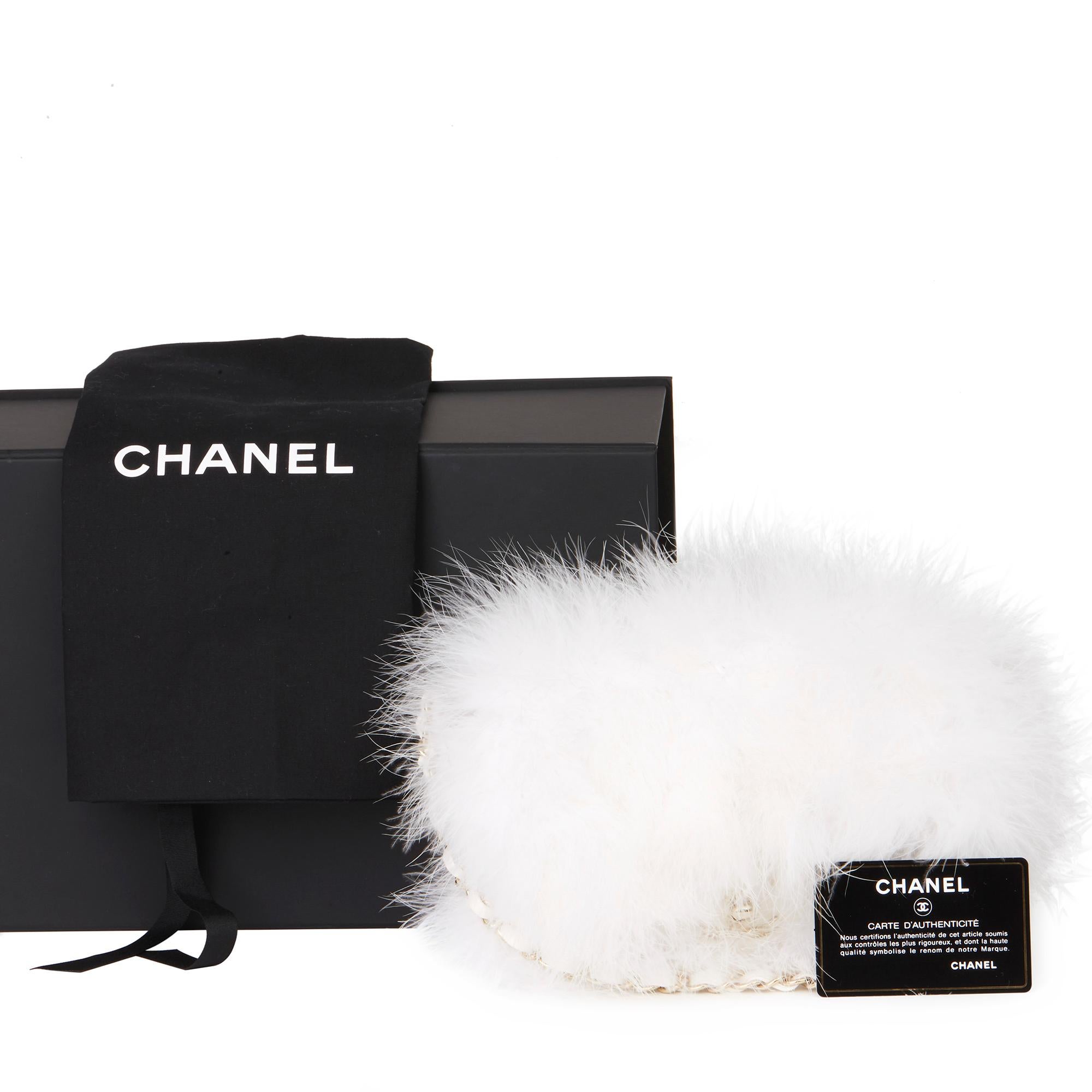 2019 Chanel White Quilted Lambskin & Feather Classic Single Flap Bag  3