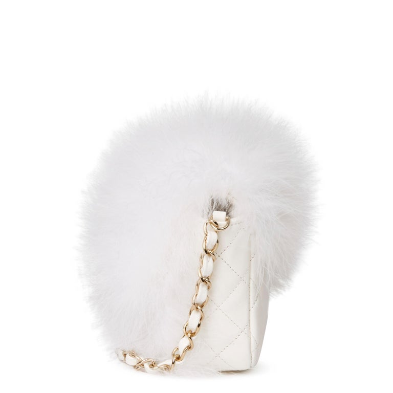 2019 Chanel White Quilted Lambskin and Feather Classic Single Flap Bag ...