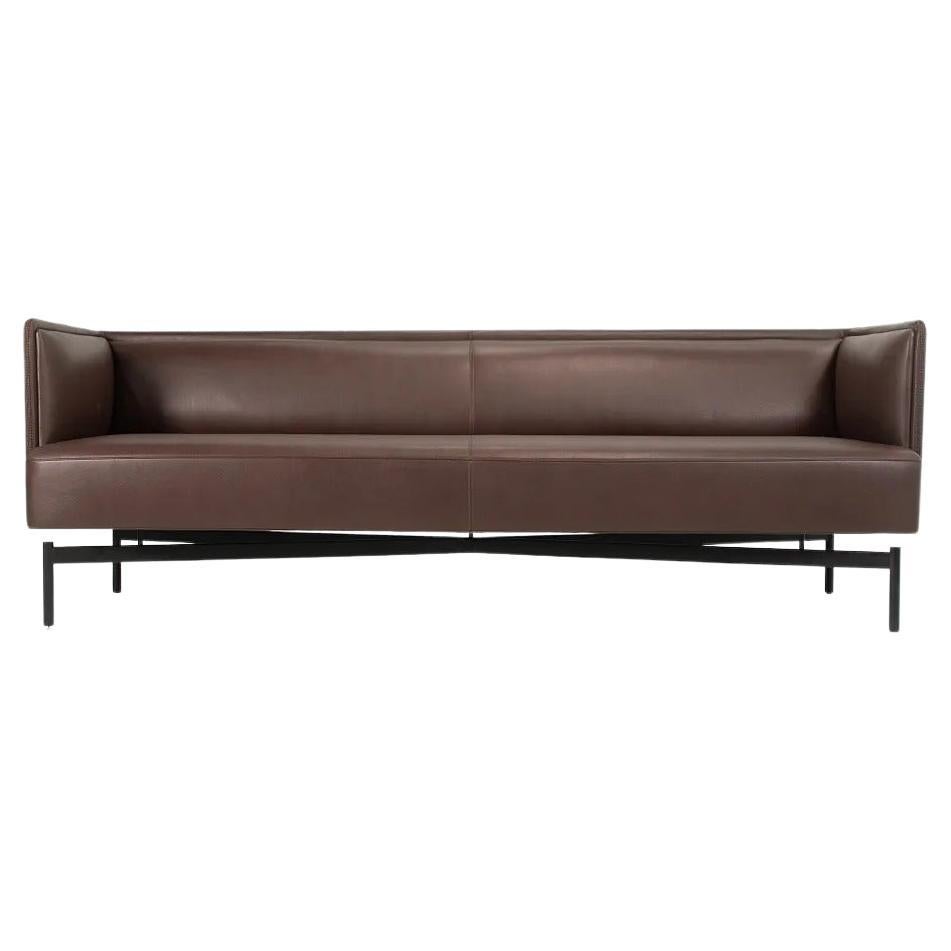 2019 Charles Pollock for Bernhardt Design Finale Brown Leather Sofa For Sale