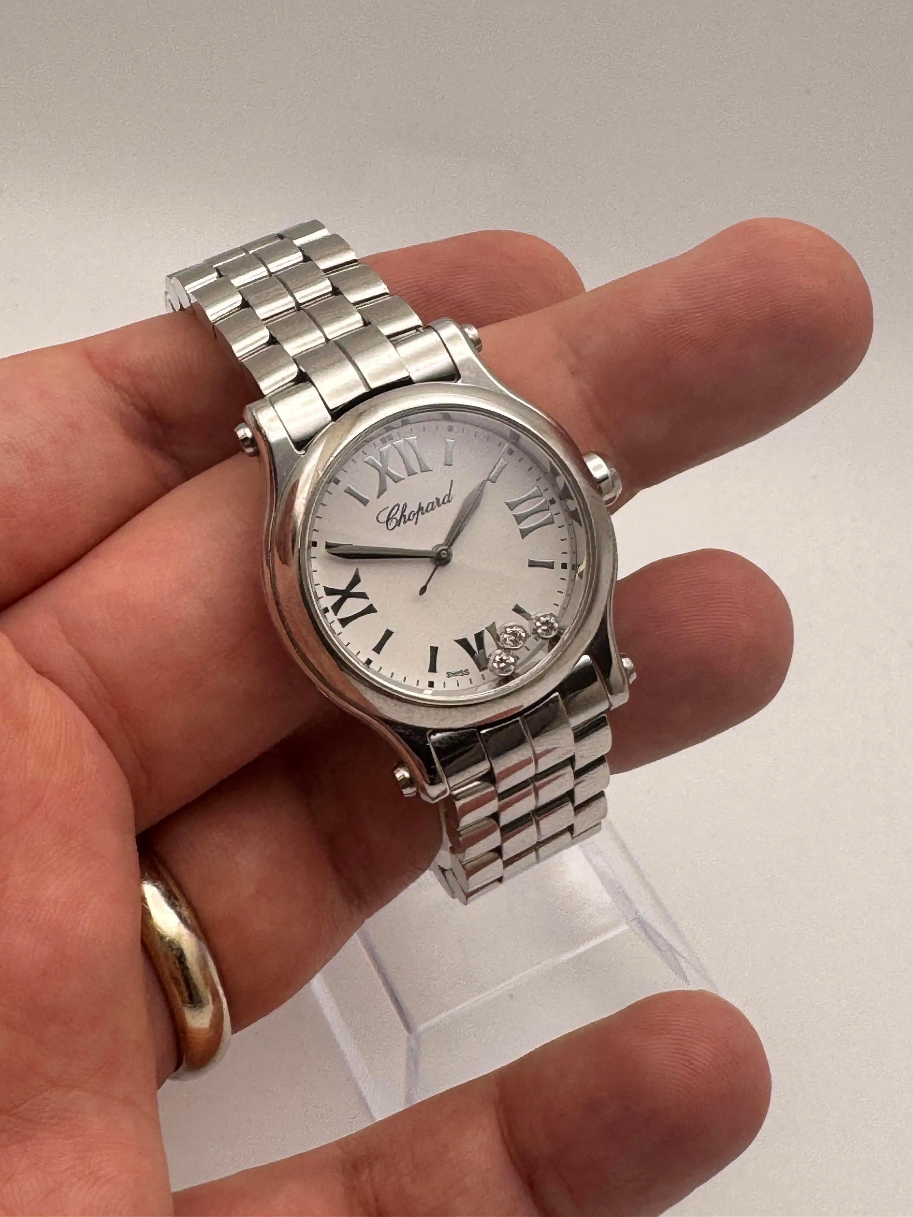 Taille ronde 2019 Chopard Happy Sport 278590-3002 Quartz Cadran blanc 3 diamants Papiers en vente