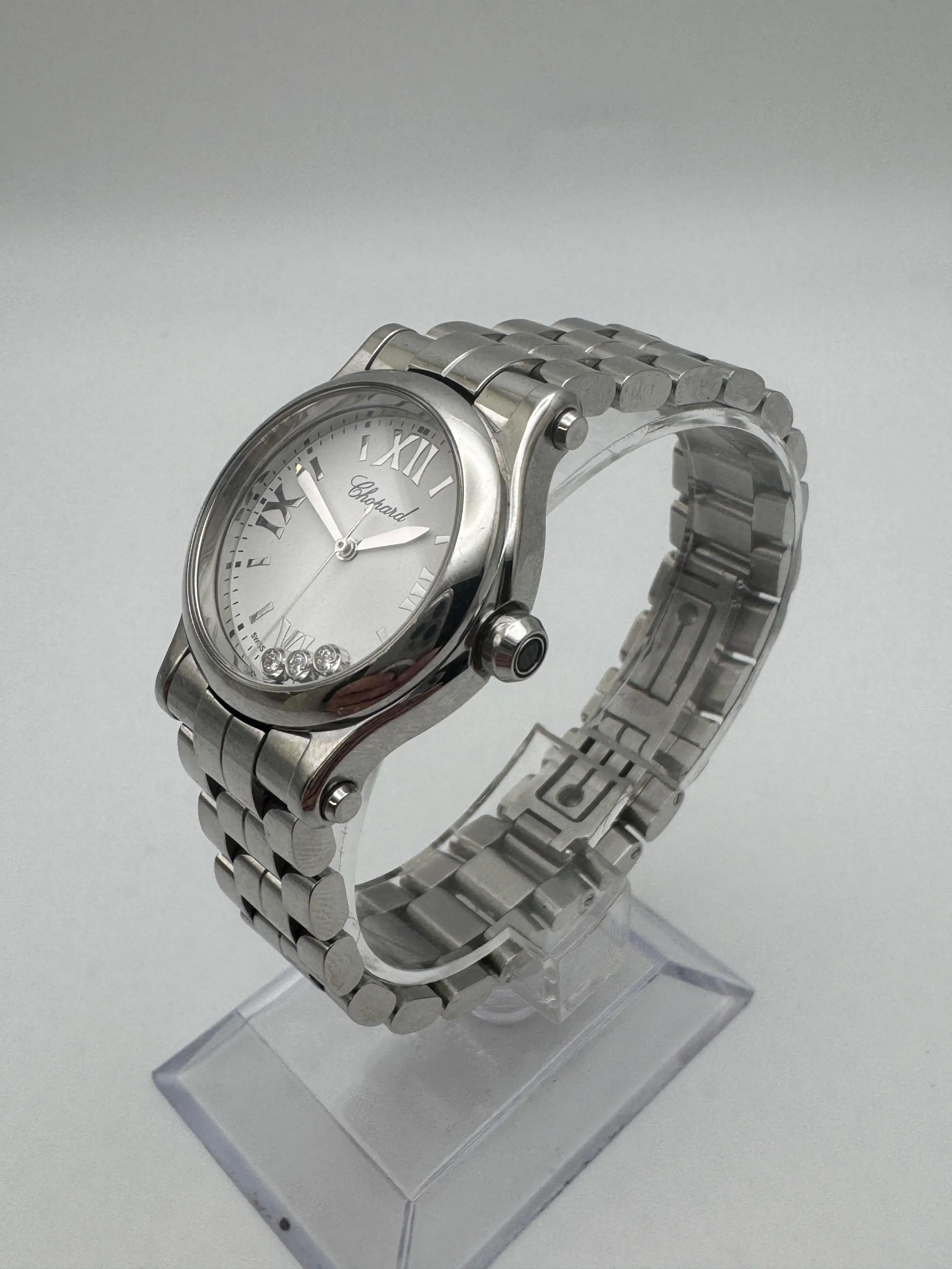 2019 Chopard Happy Sport 278590-3002 Quartz Cadran blanc 3 diamants Papiers Excellent état - En vente à New York, NY