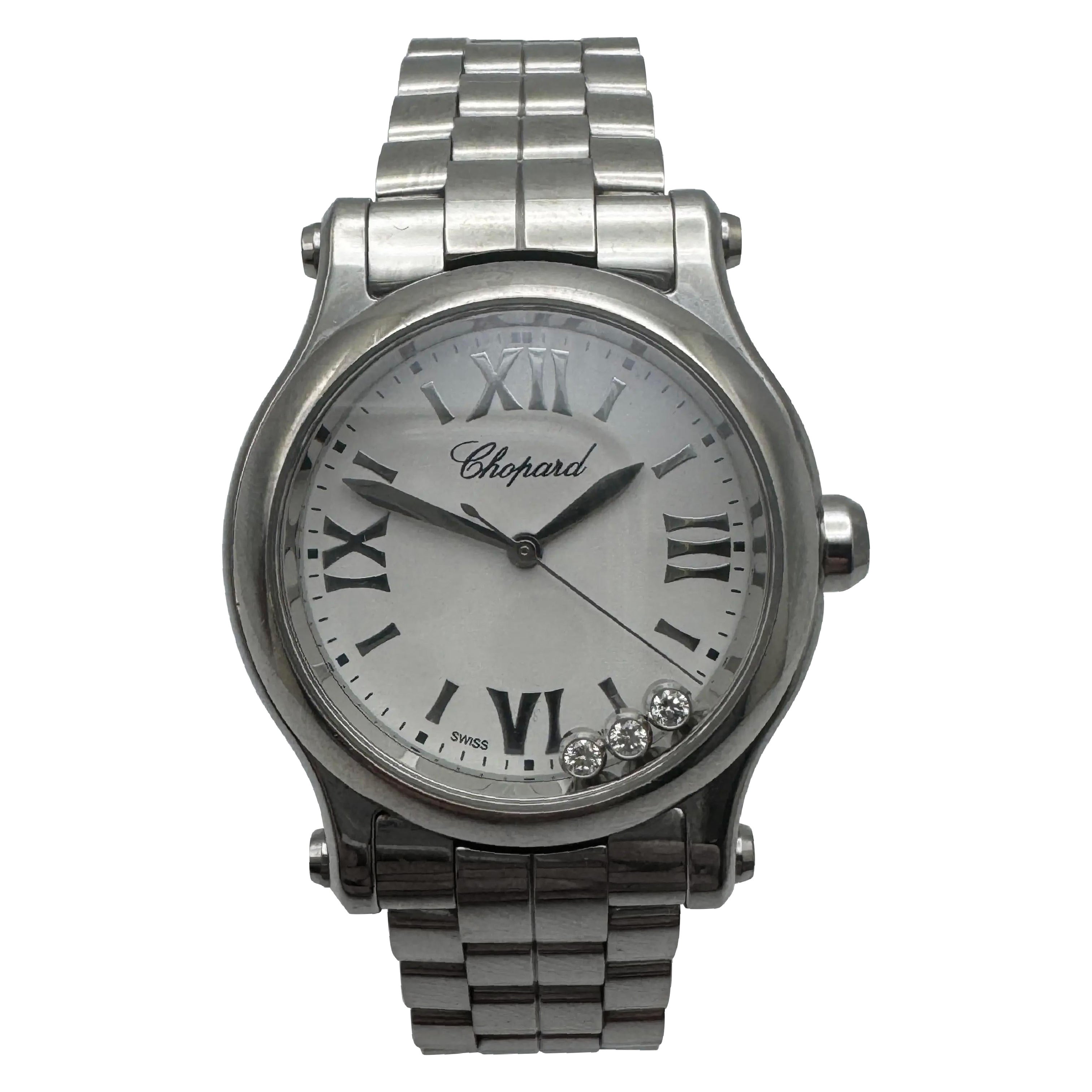 2019 Chopard Happy Sport 278590-3002 Quadrante bianco al quarzo 3 diamanti Papers