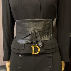 2019 Christian Dior Black Leather Saddle Belt