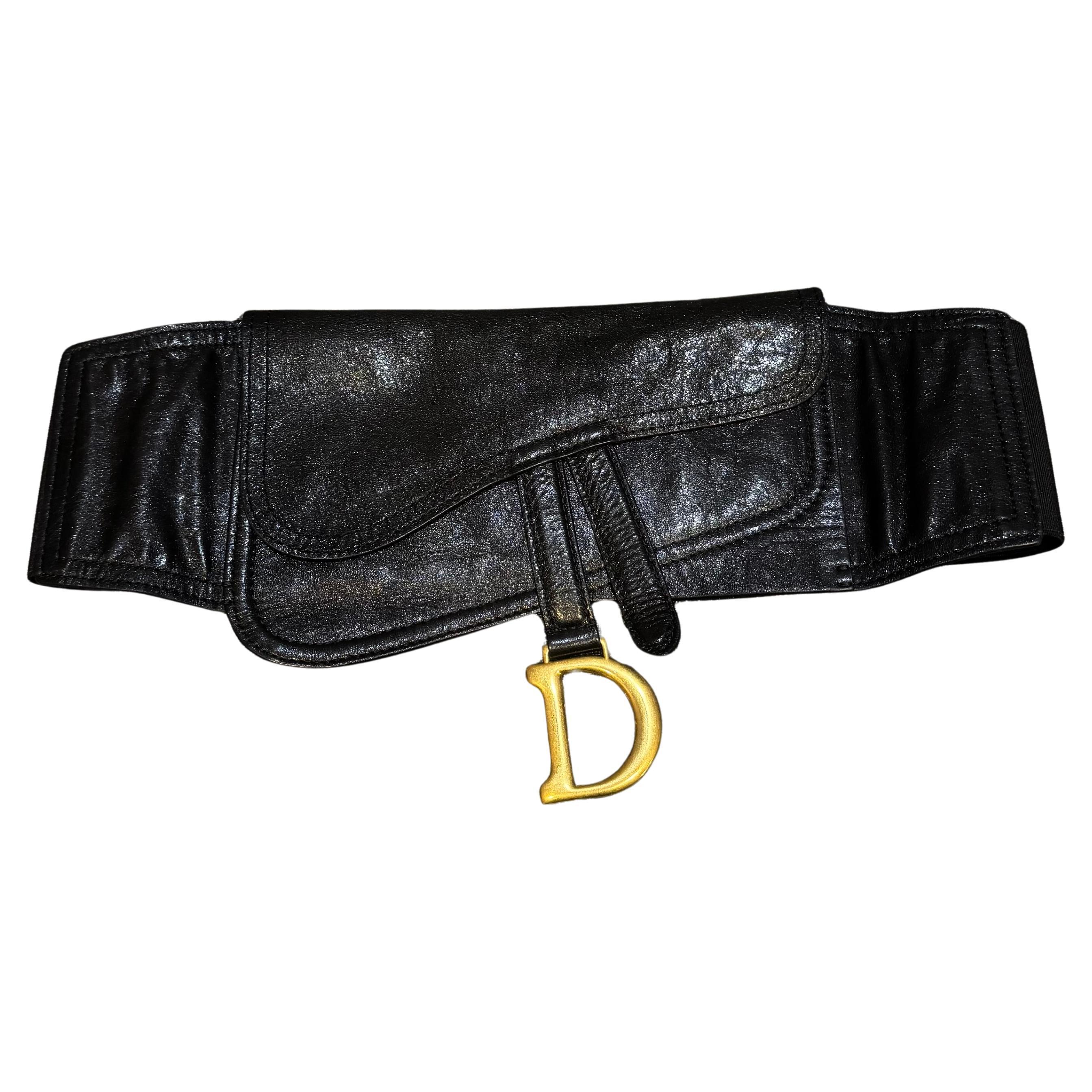 2019 Christian Dior Black Leather Saddle Belt