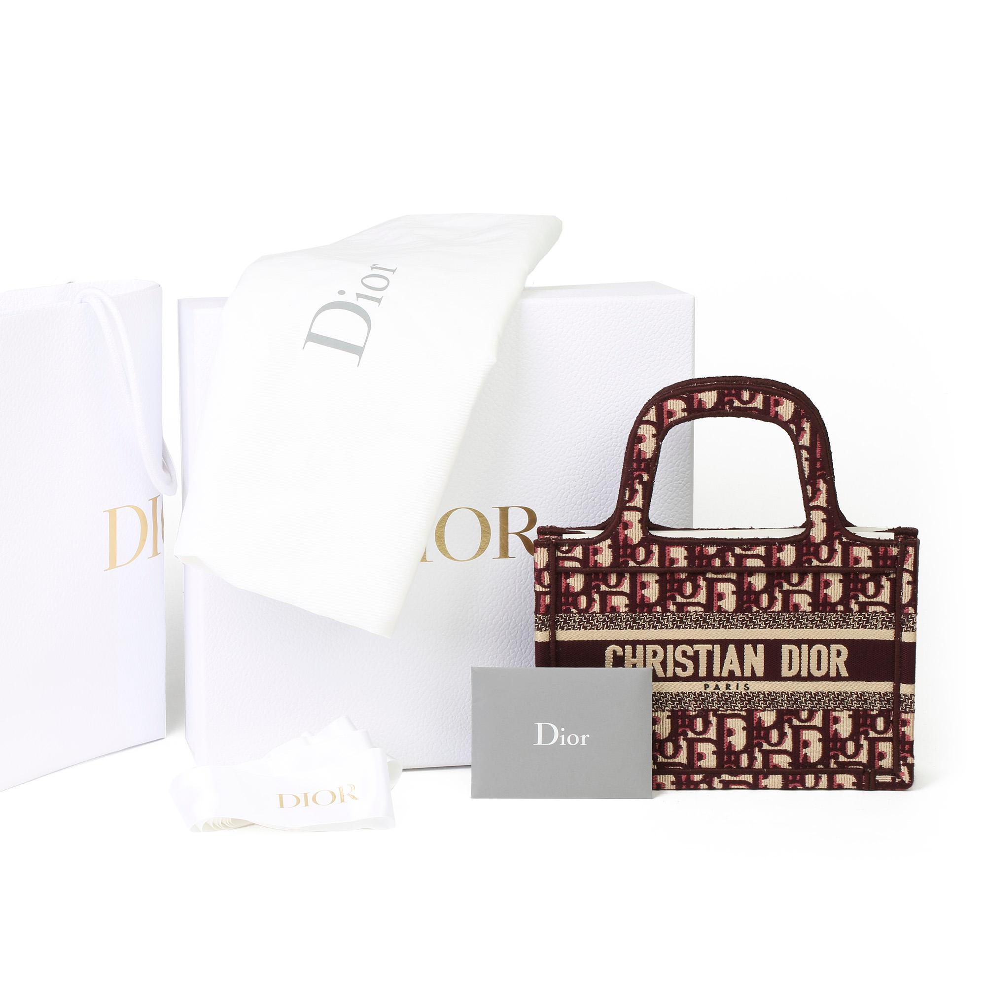 2019 Christian Dior Burgundy Oblique Monogram Canvas Mini Book Tote 6