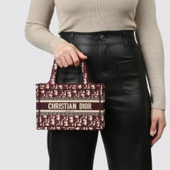 2019 Christian Dior Burgundy Oblique Monogram Canvas Mini Book Tote