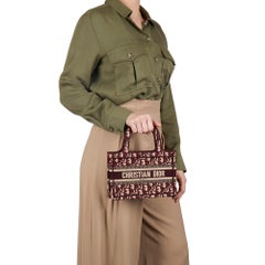 2019 Christian Dior Burgundy Oblique Monogram Canvas Mini Book Tote