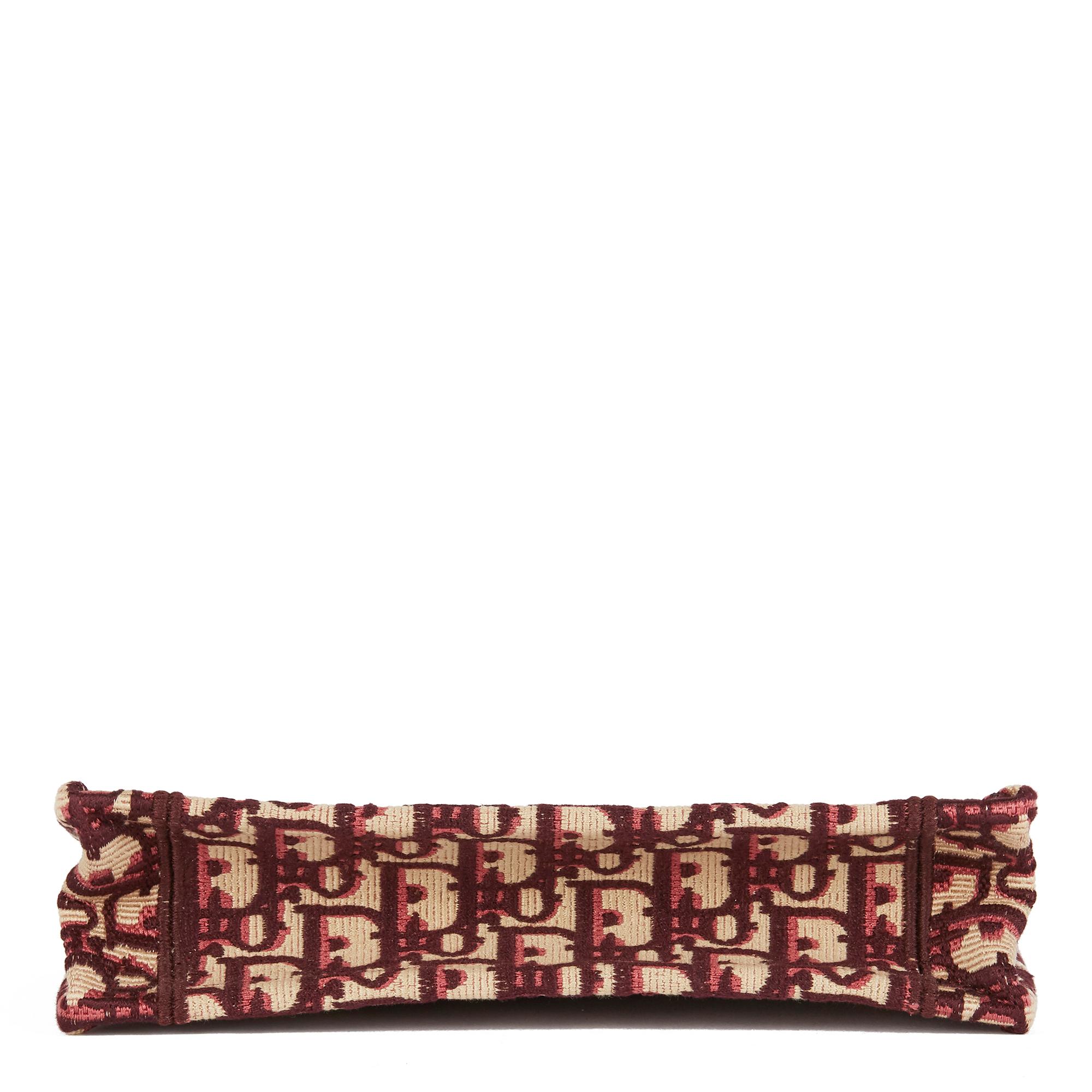 Brown 2019 Christian Dior Burgundy Oblique Monogram Canvas Mini Book Tote