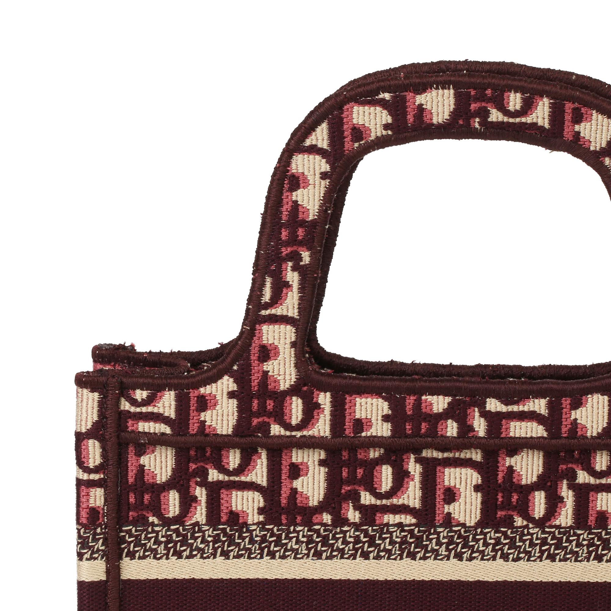 2019 Christian Dior Burgundy Oblique Monogram Canvas Mini Book Tote 2