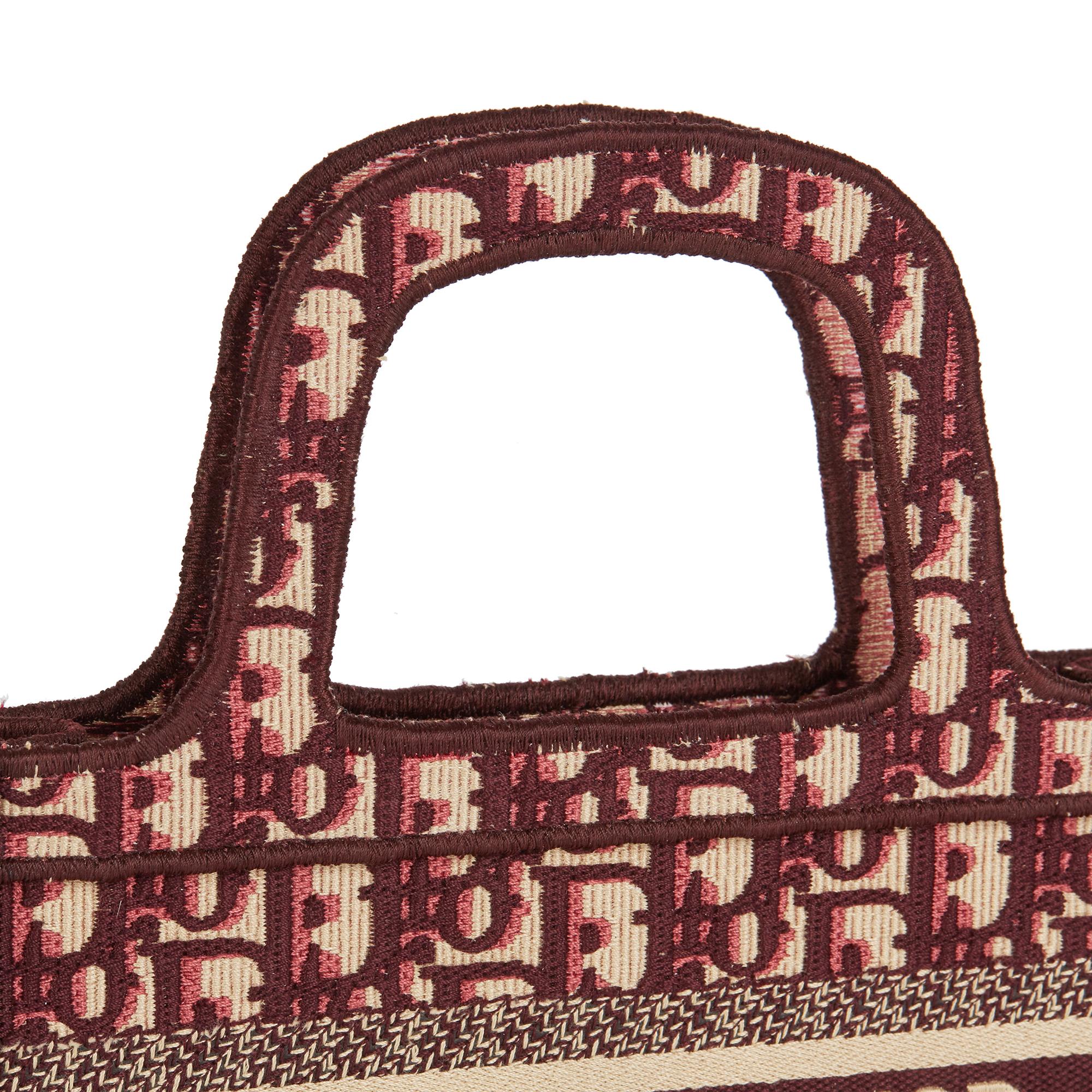 Women's 2019 Christian Dior Burgundy Oblique Monogram Canvas Mini Book Tote