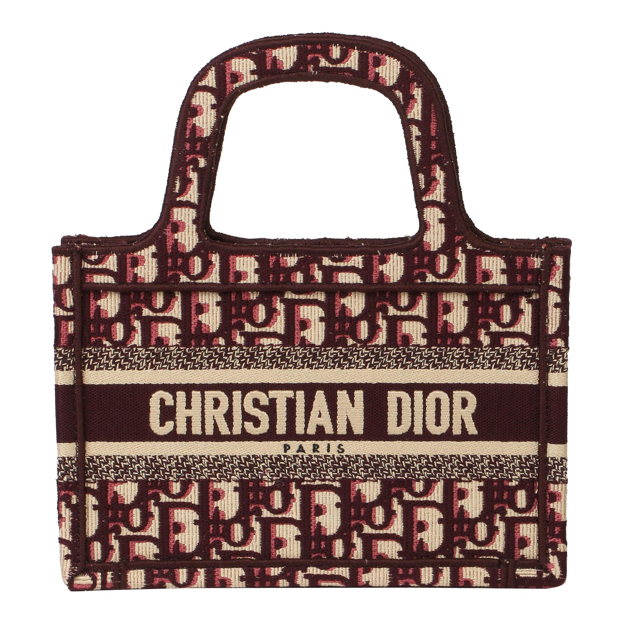 2019 Christian Dior Burgundy Oblique Monogram Canvas Mini Book Tote 