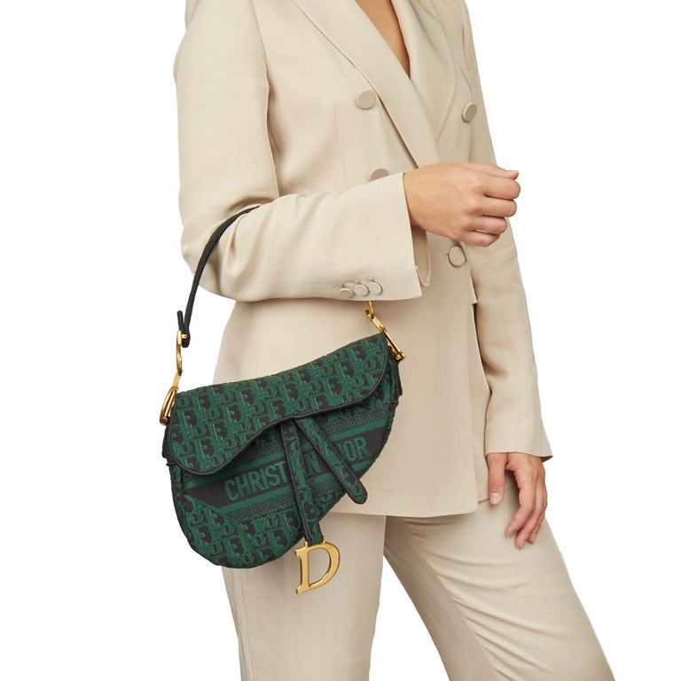 Dior Saddle Bag Oblique Green - THE PURSE AFFAIR