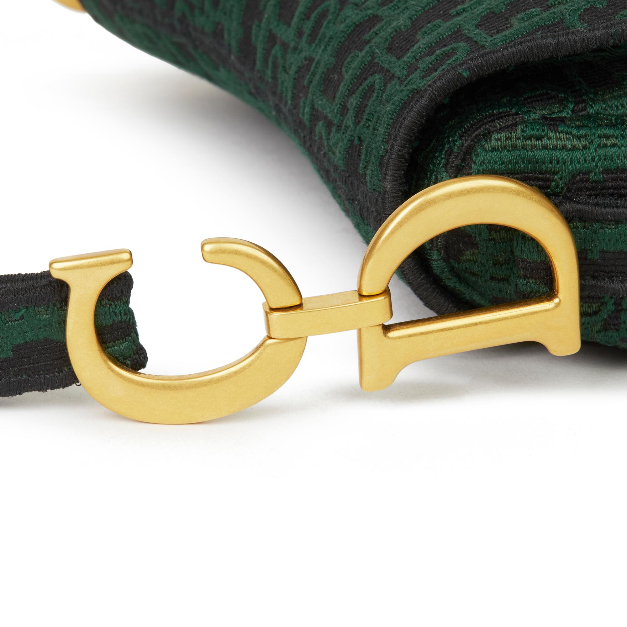 2019 Christian Dior Green & Black Oblique Canvas Saddle Bag In New Condition In Bishop's Stortford, Hertfordshire