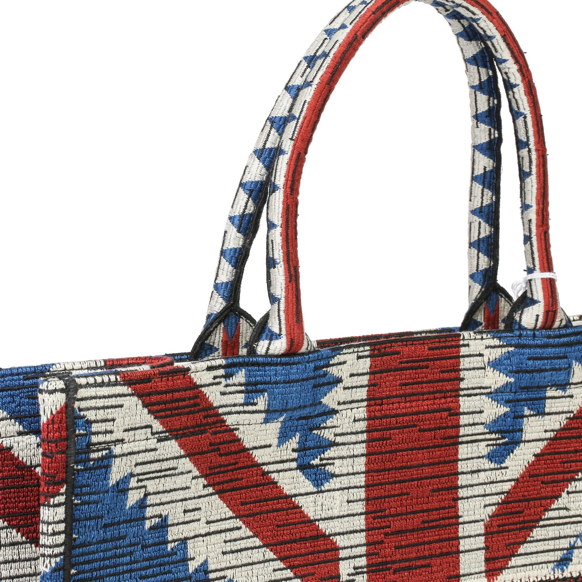 2019 Christian Dior Red, White & Blue Canvas Union Jack Book Tote In New Condition In Bishop's Stortford, Hertfordshire