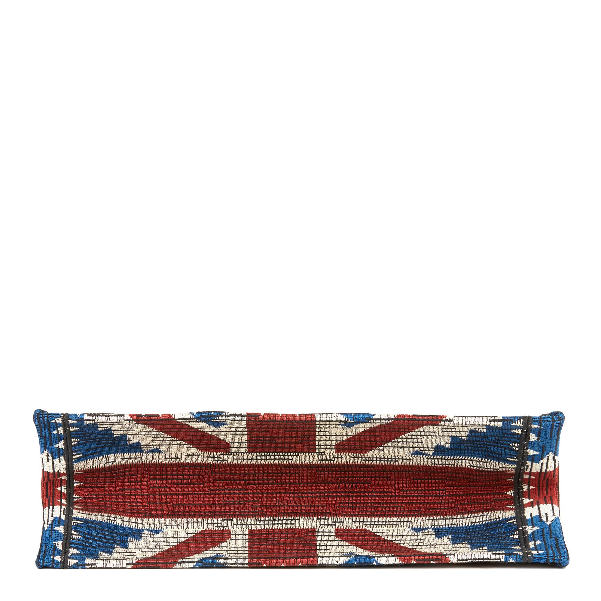 Black 2019 Christian Dior Red, White & Blue Union Jack Book Tote