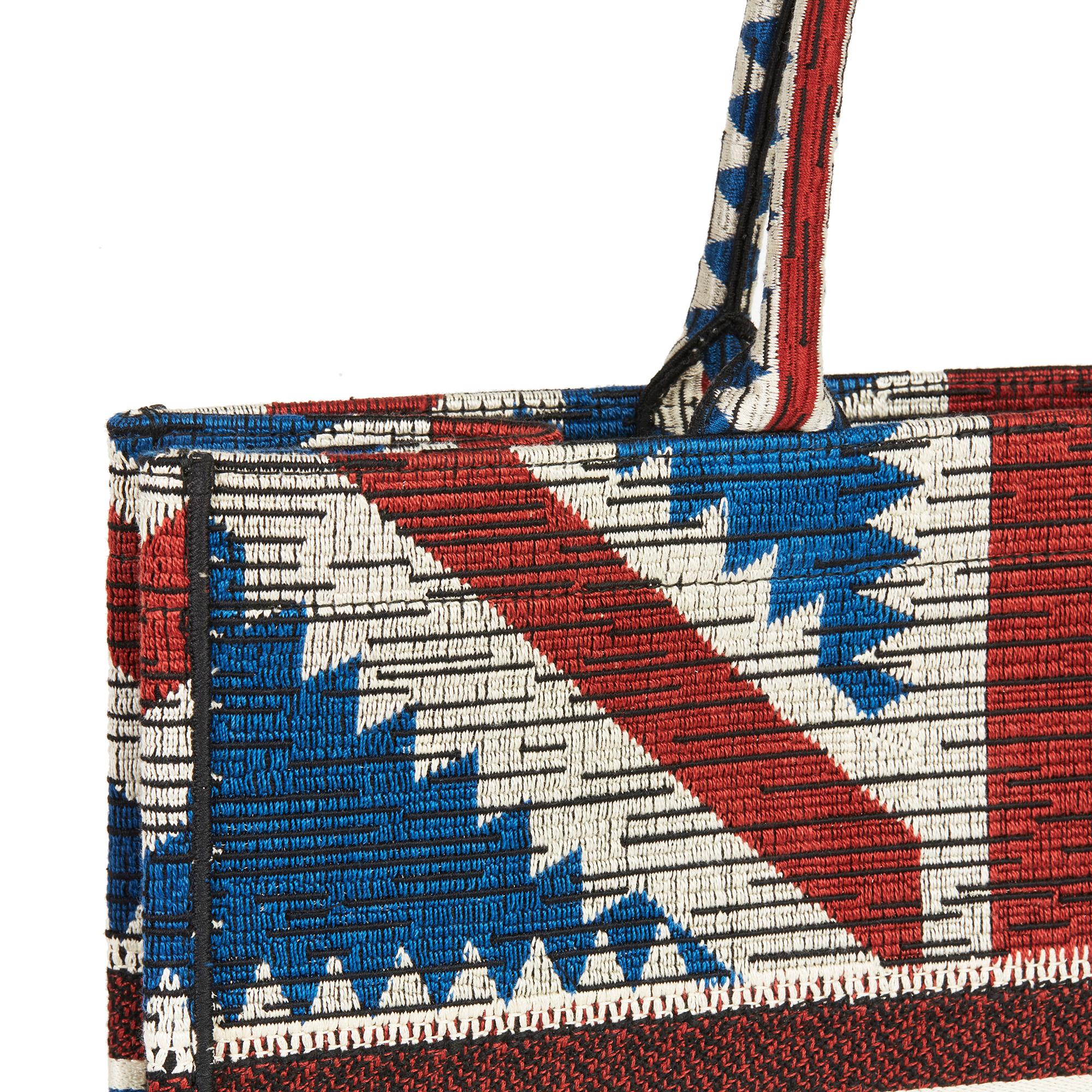 Women's 2019 Christian Dior Red, White & Blue Union Jack Book Tote