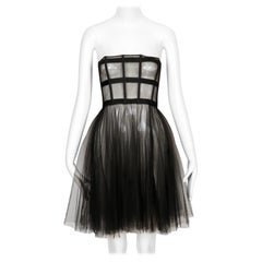 Herbst 2019 CHRISTIAN DIOR von Maria Grazia Chiuri – transparentes schwarzes Tüll-Korsettkleid