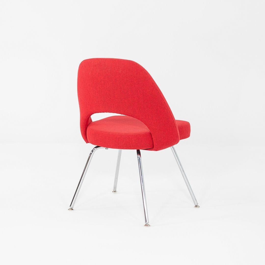 Acier 2019 Eero Saarinen for Knoll Armless Executive Dining Chair in Red Fabric en vente