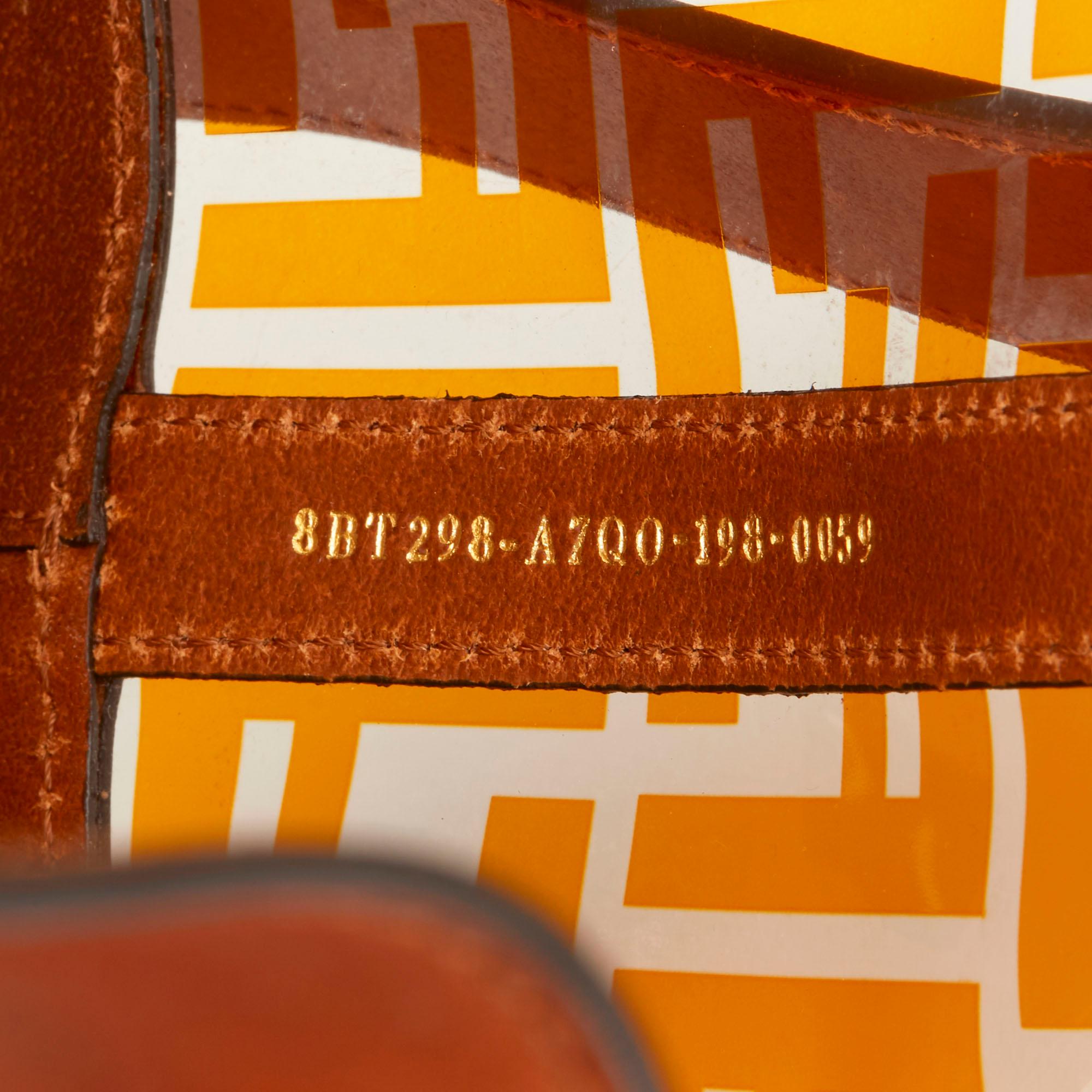 2019 Fendi Brown Calfskin Leather & Monogram PVC Mon Tresor Bucket Bag 3