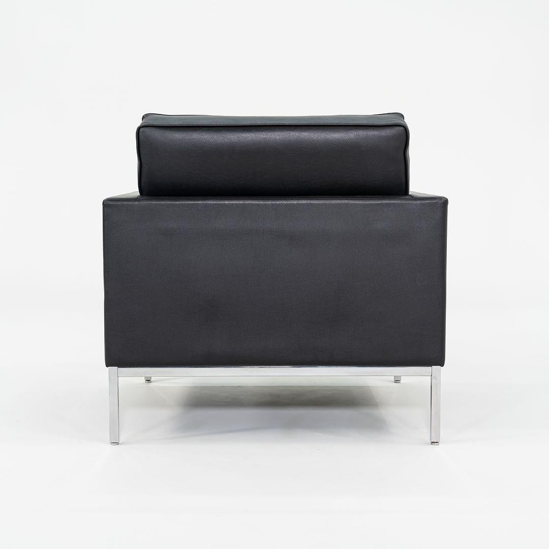 Modern 2019 Florence Knoll Club Lounge Chair Black Leather w/ Polished Chrome 2x Avail For Sale