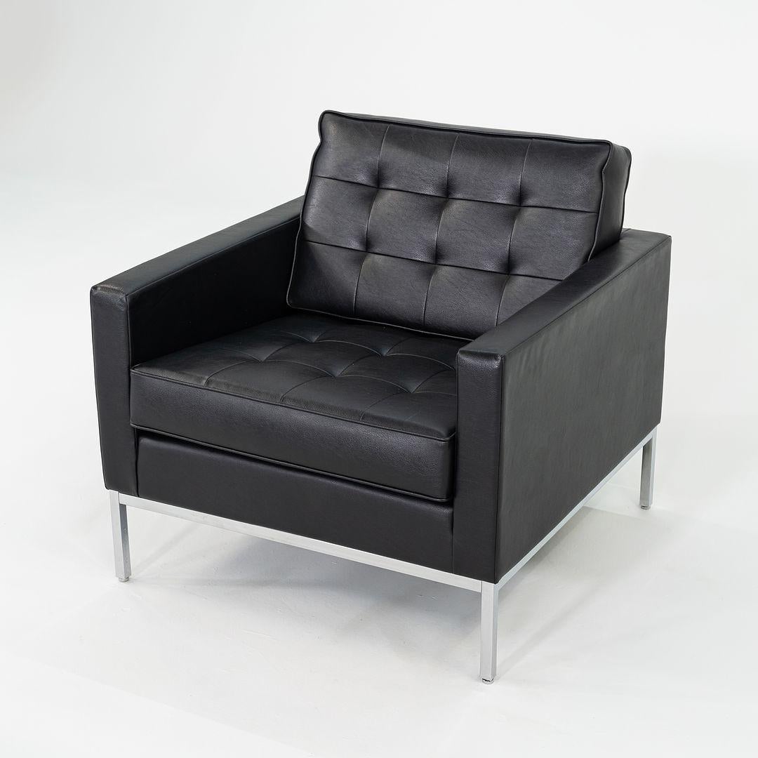 2019 Florence Knoll Club Lounge Chair Black Leather w/ Polished Chrome 2x Avail For Sale 1
