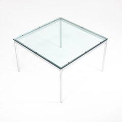 2019 Florence Knoll End Table 29 x 29 with Glass Top and Satin Frame