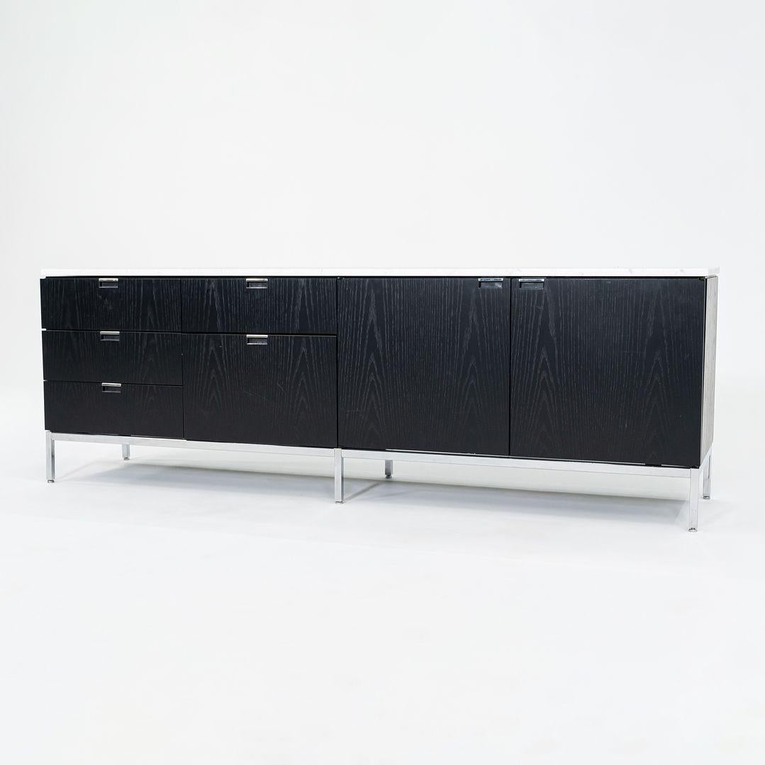 Modern 2019 Florence Knoll Four Position Credenza in Ebonized Oak and Marble Top For Sale