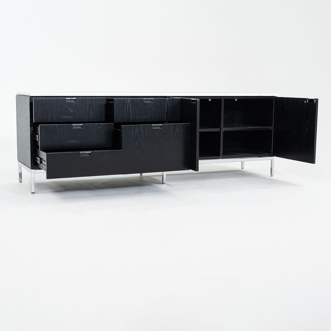 American 2019 Florence Knoll Four Position Credenza in Ebonized Oak and Marble Top For Sale