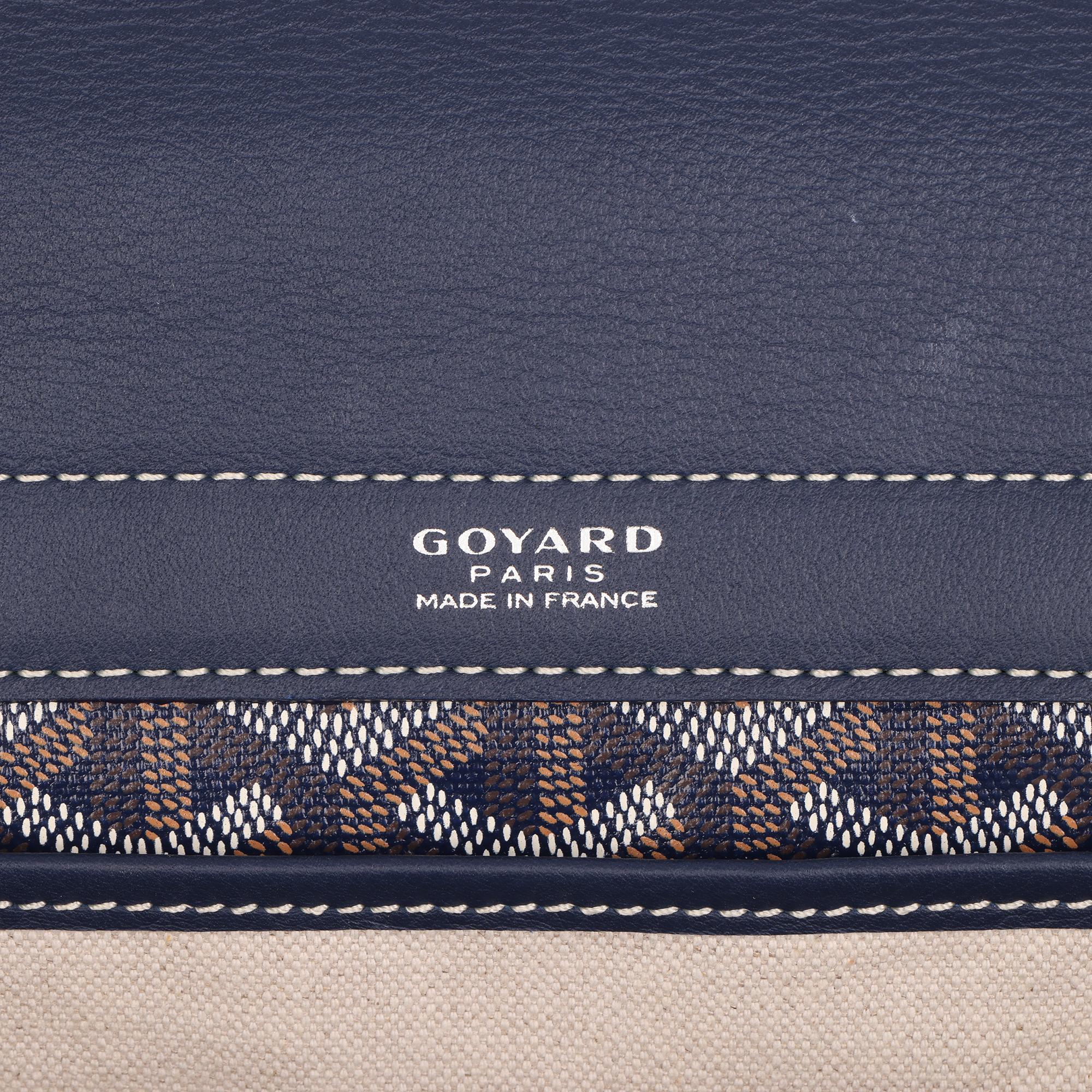 2019 Goyard Dark Blue Chevron Canvas & Calfskin Leather Rouette PM 1