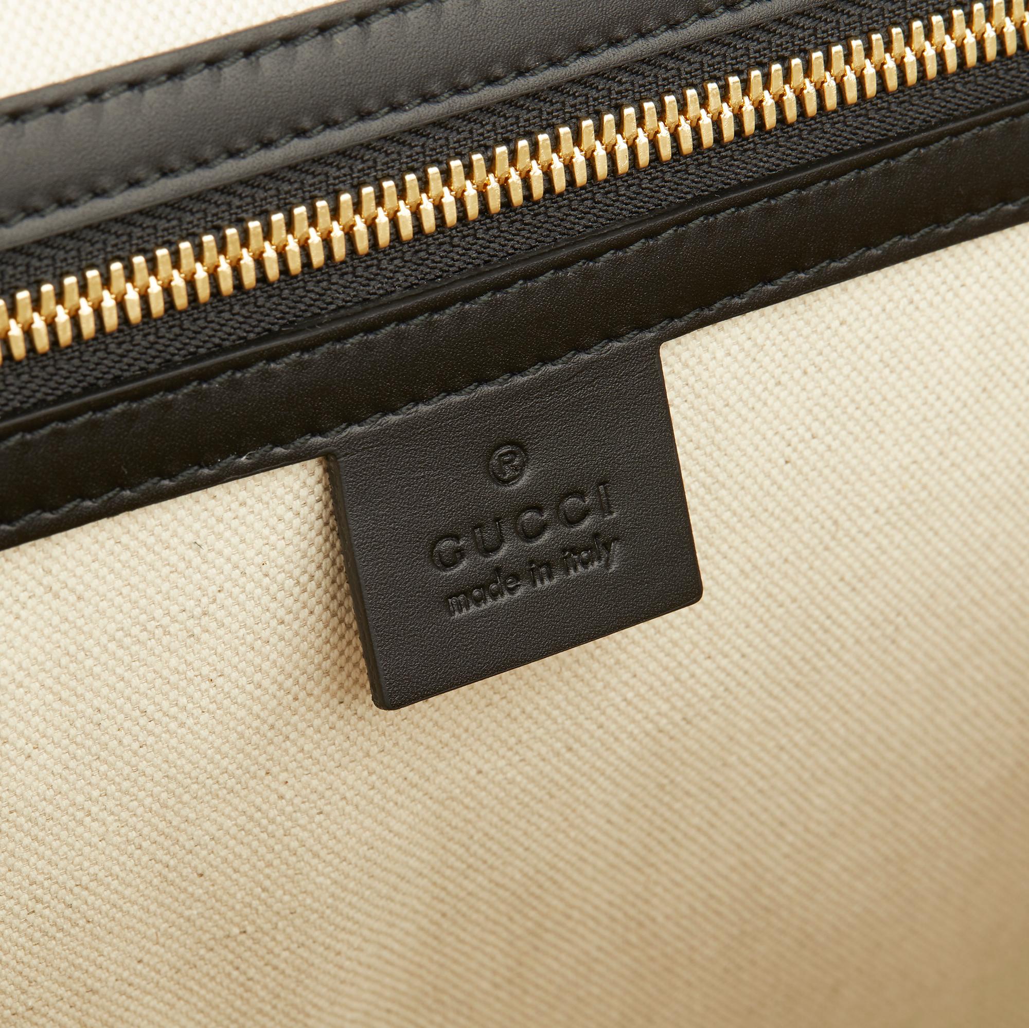 2019 Gucci Black Smooth Calfskin Leather Sylvie Top Handle Duffle Bag 3