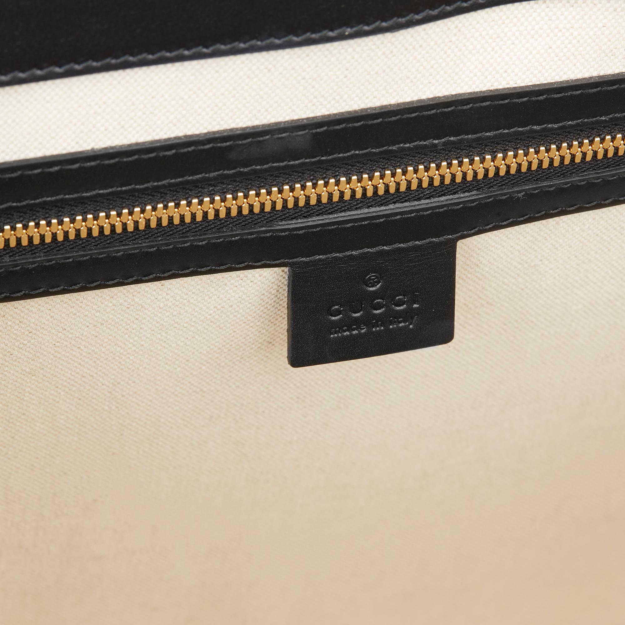 2019 Gucci Black Smooth Calfskin Leather Sylvie Top Handle Duffle Bag 5