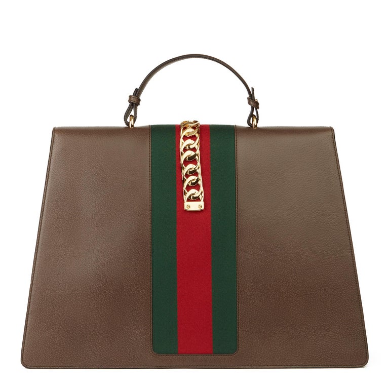 2019 Gucci Brown Pigskin Leather Sylvie Top Handle Duffle Bag at 1stDibs