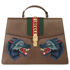 2019 Gucci Braunes Schweinsleder Sylvie Top Handle Duffle Bag 