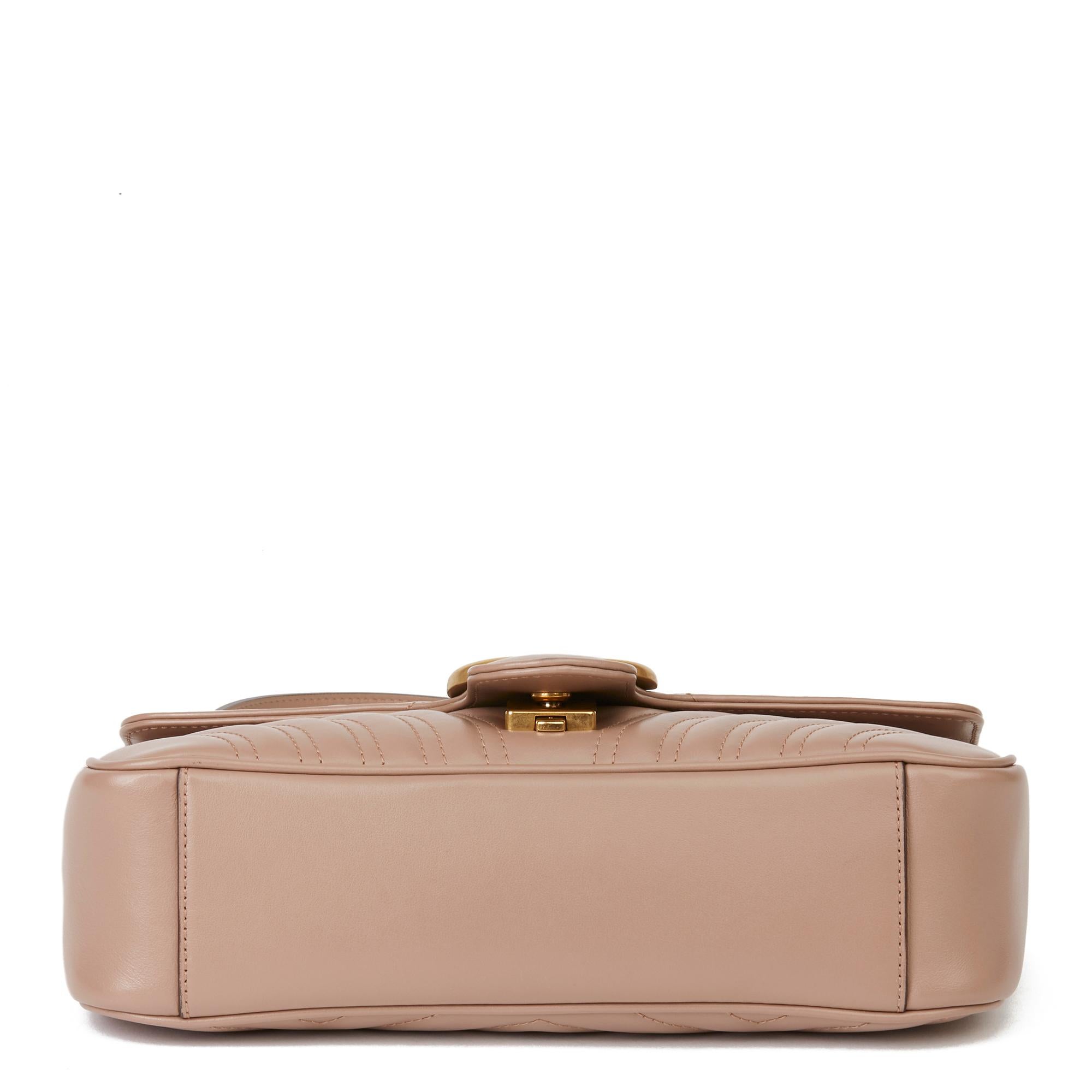 Beige 2019 Gucci Dusty Pink Quilted Calfskin Leather Small Marmont