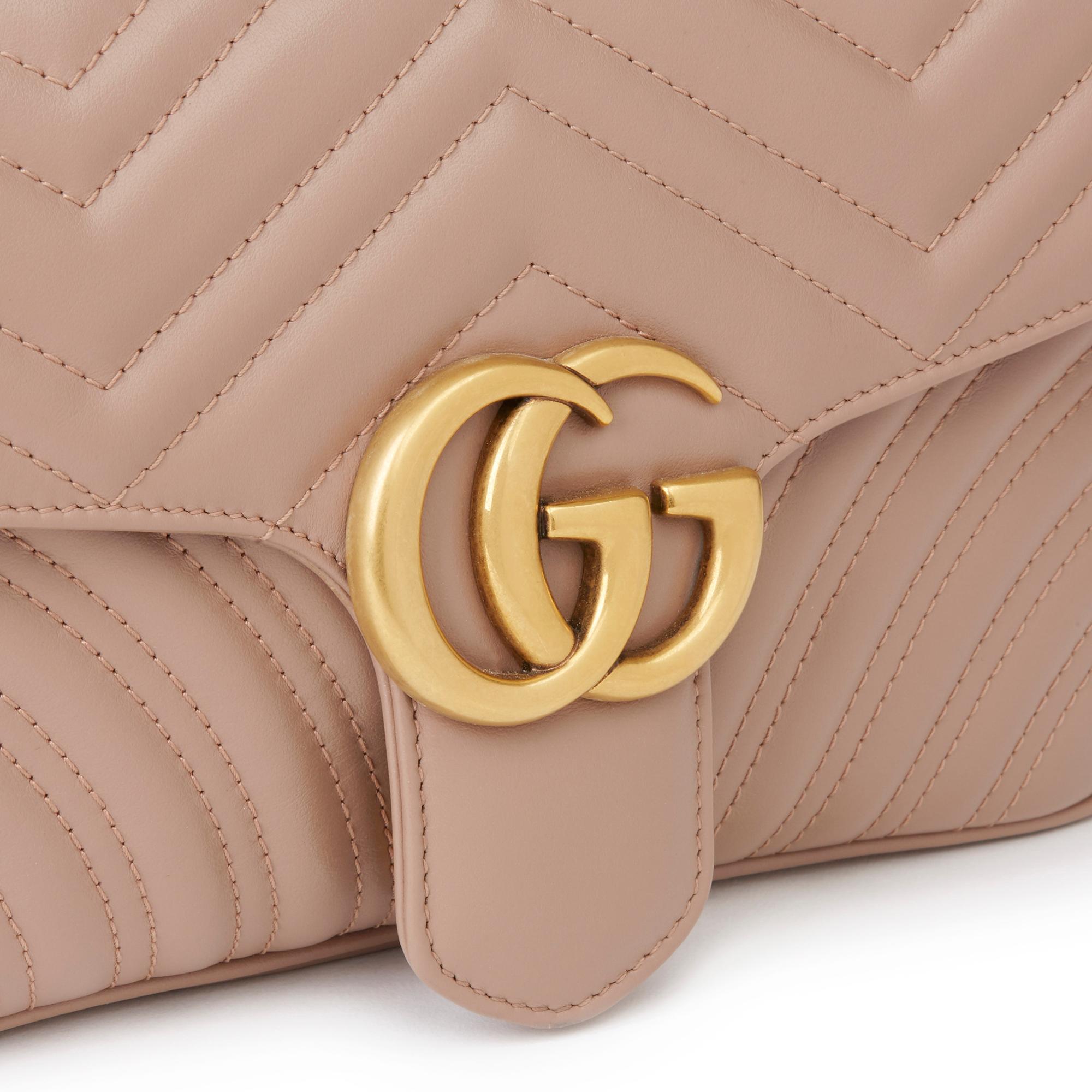 2019 Gucci Dusty Pink Quilted Calfskin Leather Small Marmont In Excellent Condition In Bishop's Stortford, Hertfordshire