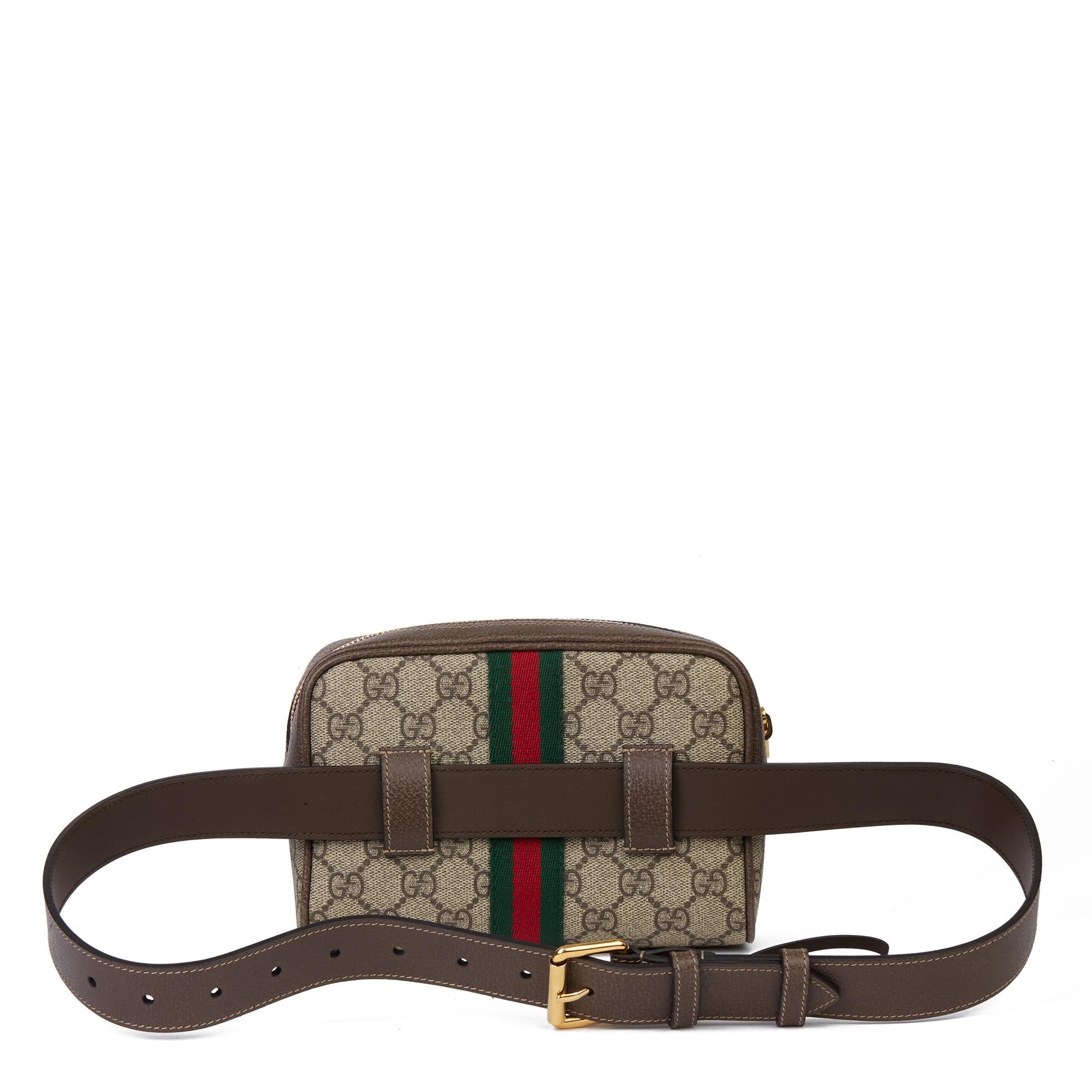 2019 Gucci GG Supreme Canvas & Brown Calfskin Leather Web Small Orphidia Belt Ba 4