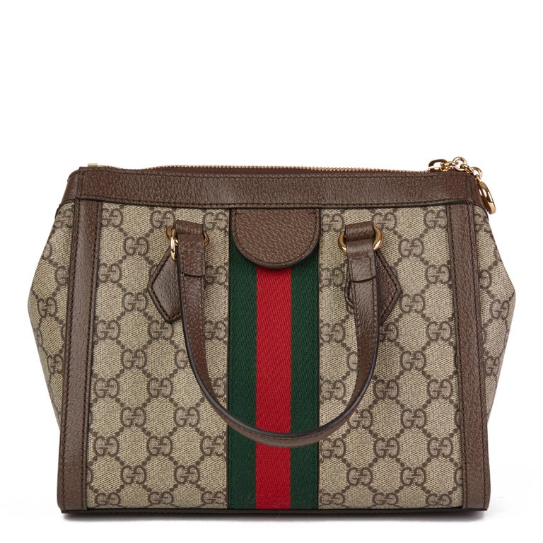 2019 Gucci GG Supreme Canvas and Brown Pigskin Leather Web Small ...